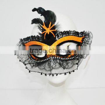 Halloween glitter party mask with spider