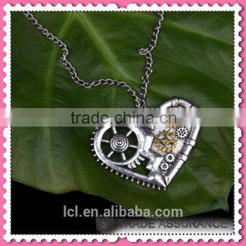2015 Yiwu Fashion Imitation Jewelry Hot Sale Steampunk Necklace Gear Steam Heart Pendant Cameo Statement Necklace photo-4