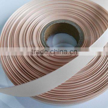 Delicate satin ribbon,100% polyester woven, for apparel labels and trimmings