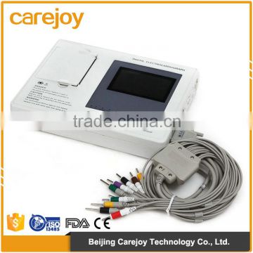 CE approved Three channel color LCD display 12-lead Built ECG Machine in USB/RS232 interface