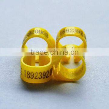 2016 Yellow Color Plastic Rings for Pigeon 8mm Indiam Letters for Custom
