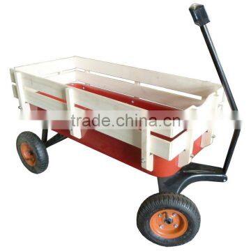 Pneumatic tire Kid's wagon with wooden sides