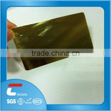 gold stainless steel card magnetic with hico magnetic stripe and signature panel in china