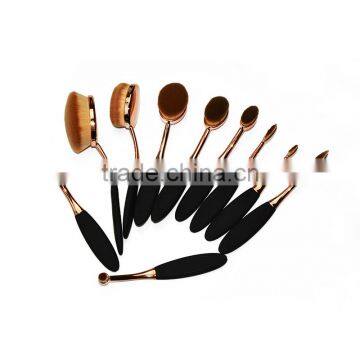 Tool Set Professional Rose Gold 10Pcs Oval Mermaid Makeup Brush Set photo-6
