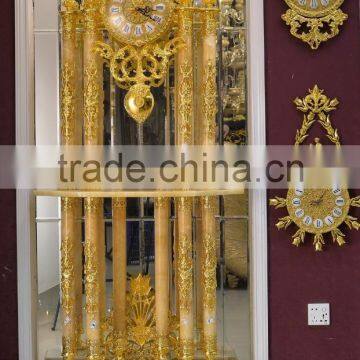 Latest Design Double Layer Grandfather Antique Clock, 24K Gold Copper Clock, Onyx Tube Marble Base Floor Clock