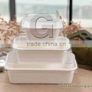 260ml/350ml/700ml compostable sugarcane food container with PET lids