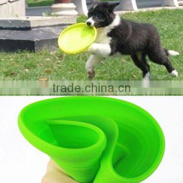 Promotional Colorful Foldable Silicone Pet Frisbee / Flying Disk / Flyer For Dog