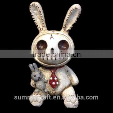 Resin creepy geek style rabbit skull figurine