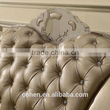 Royal Genuine Leather Sofa Stainless Steel Base Top Grain Leather Sofa SF017 photo-3