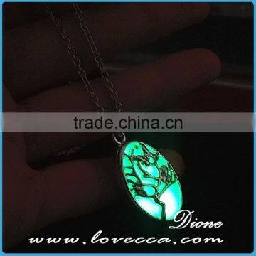 Luminous Necklace Magical Aqua Blue Tree Round Glow In Dark photo-5