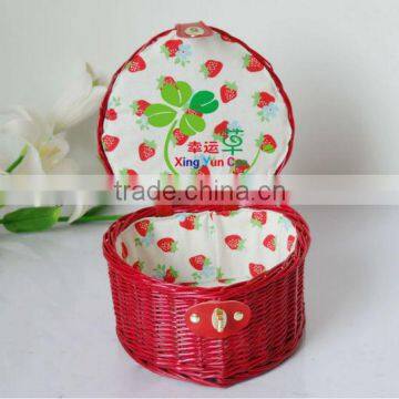 red cosmetic Storage Box cheap wicker basket