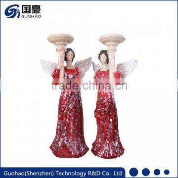 Custom 2017 christmas gift red skirt fairy candle holder