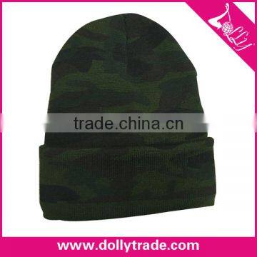 Winter Wholesale Green Camouflage Crochet Beanie Knitted Beanie Winter Hat and Cap