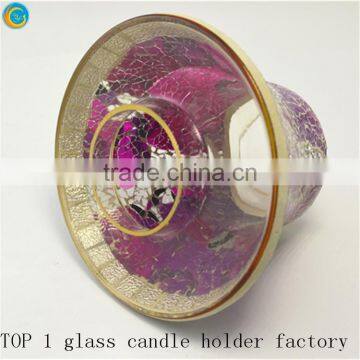 PINK mosaic colored glass candle holders