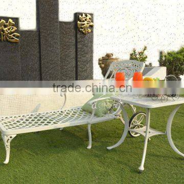 cast aluminum outdoor furniture factory durable beach lounge bed with coffee table