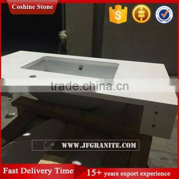 Prefabricate White Quartz Stone Vanity Top photo-3