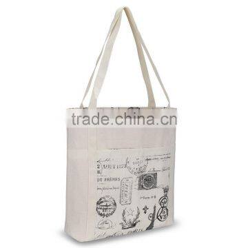 Eco-Friendly School Carrying Books Cotton Plain Shoulder Tote Bag photo-6
