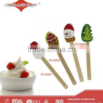 Promotion Christmas gift silicone spatula with wood handle