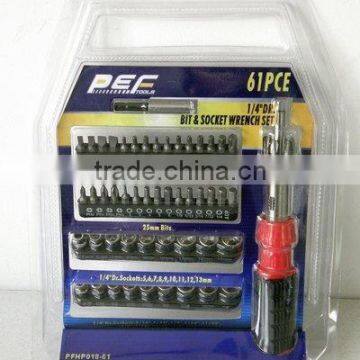 61pcs 1/4"Dr. Bit & Socket Wrench Set