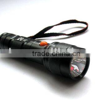 Aluminium flashlight or torch with inside red laser scope combo in stronh, weak, strobe and red laser shift modes