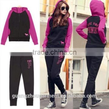 2pcs Suit Women Sport Tracksuit Outfits Zip Hooded