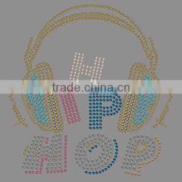 2014 HIP HOP headphone rhinestones applique motif