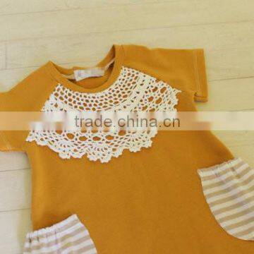 Pictures of Fall Boutique Girl Clothing Ruffle Raglan Lace Baby Dress HSD2596 photo-3