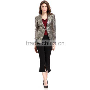 Domin Fashion Latest Sequin Fabric Women Coat Guangzhou Factory photo-3