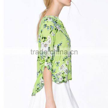 Lady's New Summer Fashionable Printed V Neck Design Long Sleeve Models Short Sleeve Blouse photo-3