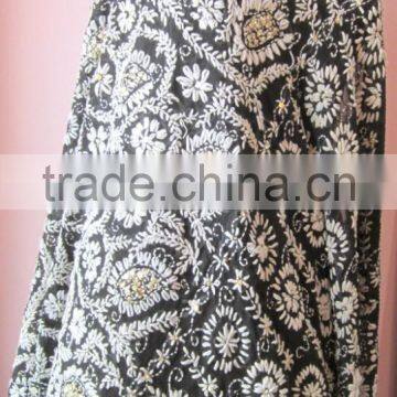 Black White PHULKARI GEORGETTE DUPATTA SHAWL, Hand Embroidery Dupatta photo-4