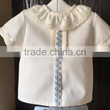 2017Kids Summer Outfit Baby Girls 2 Pcs Clothing Set Baby Falbala Top And Light Blue Short Set Newborn Girls Cotton Clothes Set photo-3