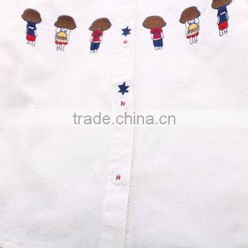 S33436W Girls Blouses Kids Clothes Turn-down Embroidery All-match Collar Blouses photo-5