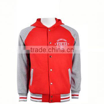 Custom Men's Cotton Hoodie Baseball Varsity Jacket With Colorful Design photo-2