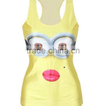 Ladies Hot Sale Polyester Sublimation 3d Printing Singlet Tops /vest/tank Top
