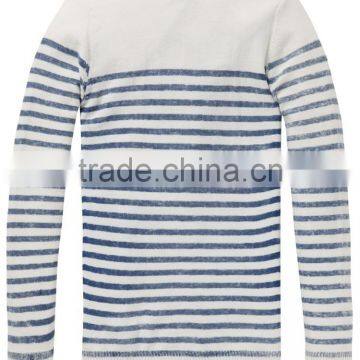 White Blue Stripe Letter Pattern Cotton Men Pullover Sweater photo-2