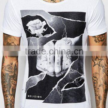 Guangzhou Shandao New Arrival Men 180g 95% Cotton 5% Spandex Summer Short Sleeve T Shirt Tattoo photo-3