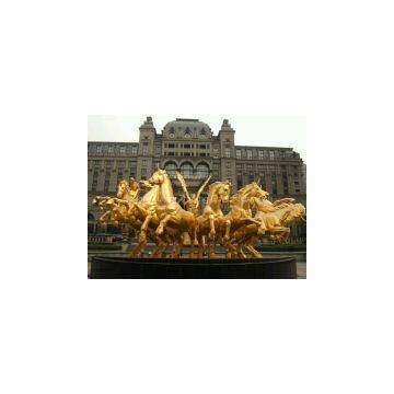 Bronze Horse Sculpture - Gold Apollo Chariot and Horse Bronze Sculpture Statues