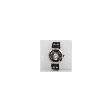41.0mm genuine leather strap quartz  wrist watch with  special movement stainless steel watches