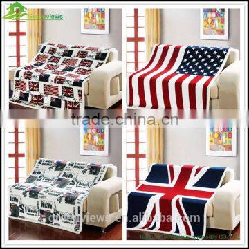 100% Thick Polyester Blanket With Nation Flag National flag micro Flannel&Sherpa blanket in bulk