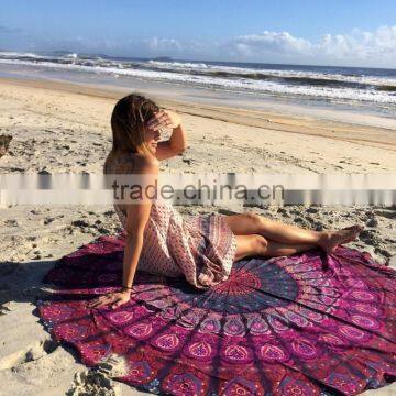 100% Cotton Round Beach Towel 150*150cm/59*59'' Bath Towel Tassel Decor Geometric Printed Bath Towel Summer Style 1pcs/lot