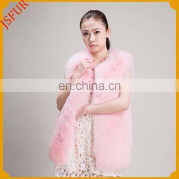 2017new design the whole skin pink real fox fur vest women