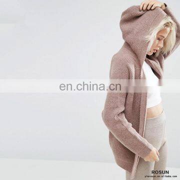 Chunky Knit Open Front Design Sweaters Hooded Cardigan For Women