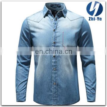 In stock brand casual new model wholesale denim shirt men