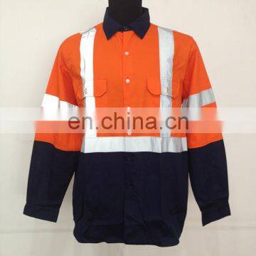 safety reflective work t shirt clothing custom hi vis long sleeve work shirt 100% cotton