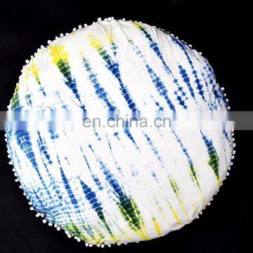 Indain 2017 New Hand Tie Dye Shibori Print Round Pillow Cover Stripe Cushion Cover Pillow Case Round Meditation Ottoman Pouf 32"