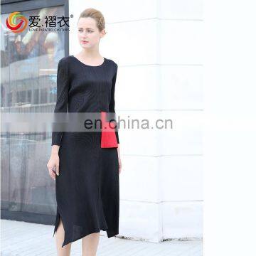 New Arrival O Neck Black one poket Bodycon pleated lady dresses Other