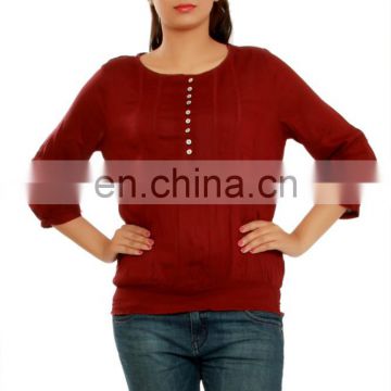 Western woman top latest design 100% viscose Breathable and comfortable