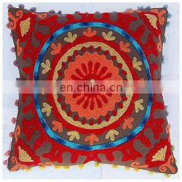 Mandala design indian Handmade Embroidered Suzani Cushion Cover Uzbekistan Style Woolen Embroidery