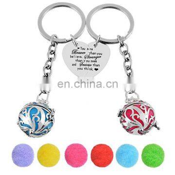 Split Heart Aromatherapy Essential Oil Diffuser Locket Key Chain Ring Set