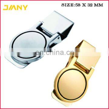 Custom Engraved Logo Metal Gold or Sliver Polished Stainless Steel Round Money Clip for Man